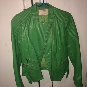 Zara green leather jacket